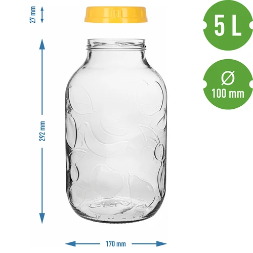 TO 5 l-es üveg és műanyag csavaros tető, fi 100, fogantyúval - 7