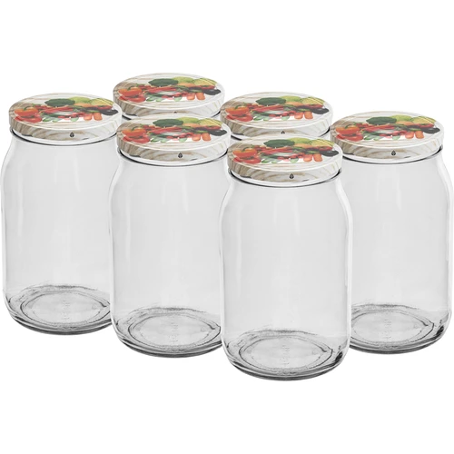 TO 900 ml-es befőttesüveg színes csavaros tetővel fi82/6 - 6 db