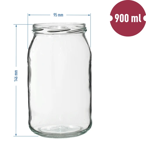 TO 900 ml-es befőttesüveg színes csavaros tetővel fi82/6 - 6 db - 2