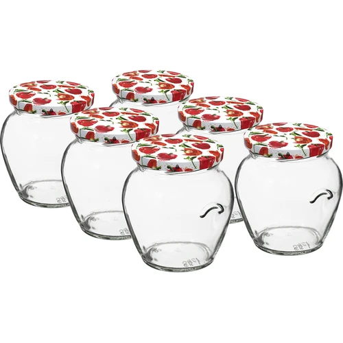 TO Amfora 580 ml befőttesüveg színes csavaros tetővel fi82/6-6 db