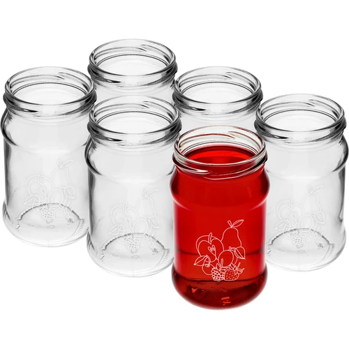 TO befőttesüveg 300ml, gyümölcsmintás nyomattal és fi66/4-es kupakkal - 6 db. - 3