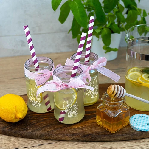 TO befőttesüveg 300ml, gyümölcsmintás nyomattal és fi66/4-es kupakkal - 6 db. - 7