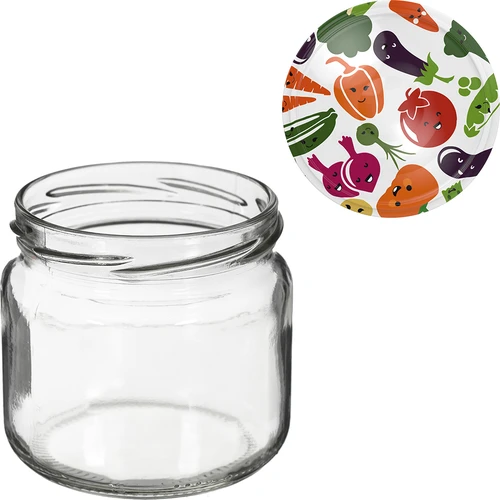 TO befőttesüveg 370 ml, színes csavaros tetővel, fi82/6- 6 db. - 6