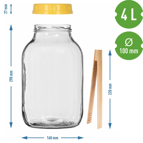 TO befőttesüveg 4 l, csipesz és műanyag csavaros tető fi 100, fogantyúval - 7