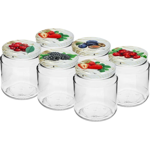 TO befőttesüveg, grubasek 580 ml, színes csavaros tetővel, fi82/6, 6 db