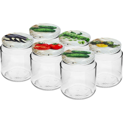 TO befőttesüveg, grubasek 580 ml, színes csavaros tetővel, fi82/6, 6 db - 2