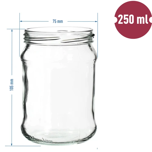 TO Ćwiartka 250 ml befőttesüveg, fi 66 csavaros tetővel - 6 db - 6