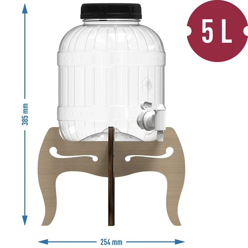 Törésálló, 5 l-es csappal ellátott üveg, kétoldalas fa állvánnyal - 12