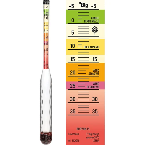 Törésálló cukorfokoló próbacsővel, mérési tartomány: -5-35°Blg - 3