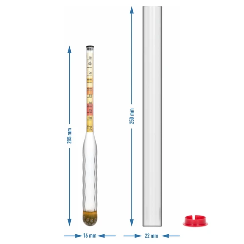 Törhetetlen areométer mézborhoz, próbahengerrel, mérési tartomány 10–50°Blg - 4