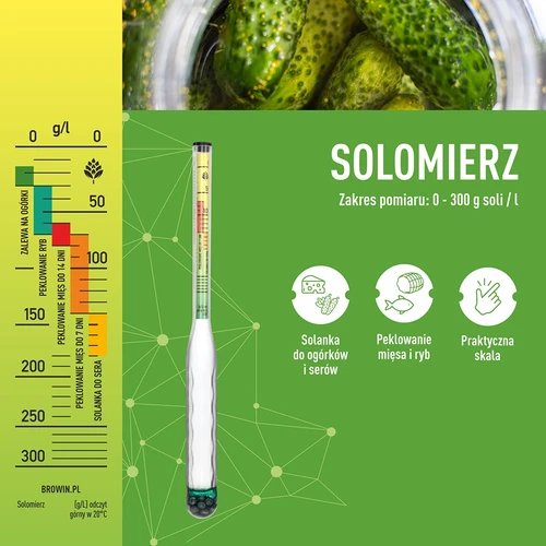 Törhetetlen sómérő próbacsővel, mérési tartomány: 0-300 g só/l - 6
