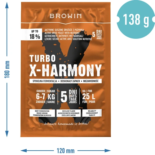 Turbo X-Harmony 18% élesztő, 25 L, 138 g - 6
