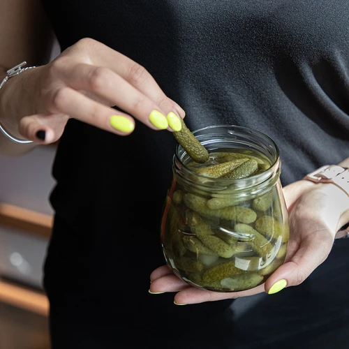Twist-off 500 ml-es "Fordított Amfora" befőttesüveg bordó kupakkal, fi 82/6, 6 db - 12