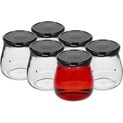 Twist-off, 500 ml-es "Fordított Amfora" befőttesüveg fekete kupakkal, fi 82/6, 6 db - 2