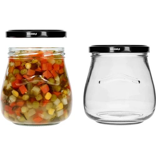 Twist-off, 500 ml-es "Fordított Amfora" befőttesüveg fekete kupakkal, fi 82/6, 6 db - 6