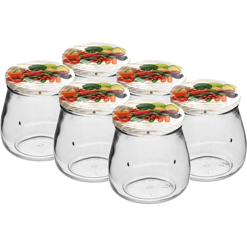 Twist-off 500 ml-es "Fordított Amfóra" befőttesüveg színes fi 82/6 csavaros tetővel, 6 db.