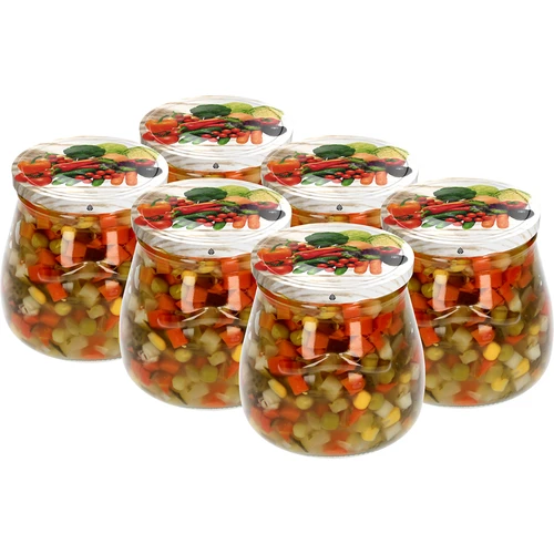 Twist-off 500 ml-es "Fordított Amfóra" befőttesüveg színes fi 82/6 csavaros tetővel, 6 db. - 5