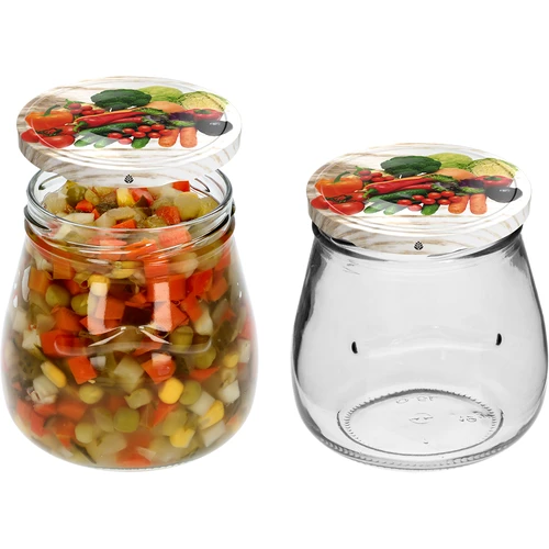 Twist-off 500 ml-es "Fordított Amfóra" befőttesüveg színes fi 82/6 csavaros tetővel, 6 db. - 6
