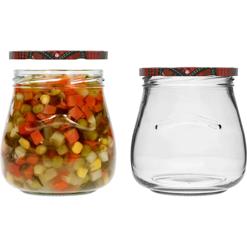 Twist-off 500 ml-es "Fordított Amfóra" befőttesüveg színes fi 82/6 csavaros tetővel, 6 db. - 7