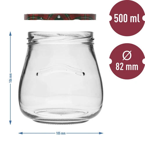 Twist-off 500 ml-es "Fordított Amfóra" befőttesüveg színes fi 82/6 csavaros tetővel, 6 db. - 10