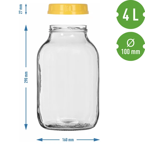 Twist-off befőttesüveg, 4 L, fi 100-as, fogantyús műanyag tetővel - 7