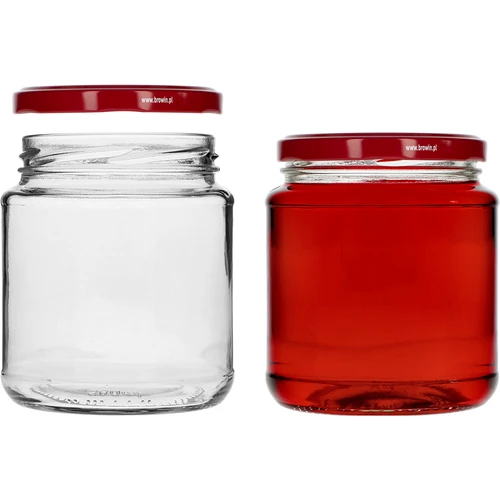 Twist-off befőttesüveg, grubasek 580 ml, bordó csavaros fedéllel, fi82/6, 6 db. - 3