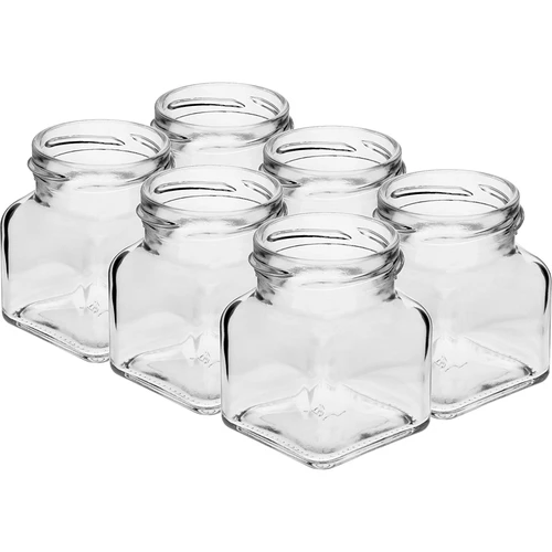 Twist-off üveg 120 ml - Négy sarok fi 53, fekete kupakkal, 6 db - 3