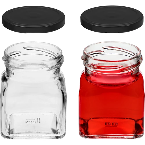 Twist-off üveg 120 ml - Négy sarok fi 53, fekete kupakkal, 6 db - 5
