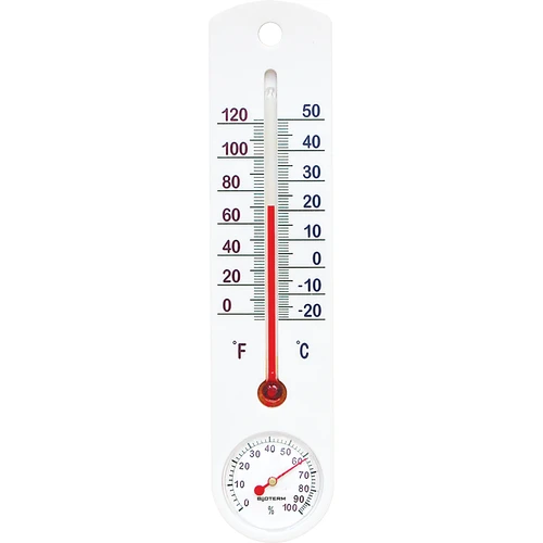 Univerzális fehér hőmérő higrométerrel (-20 °C-tól +50 °C-ig) 25 cm