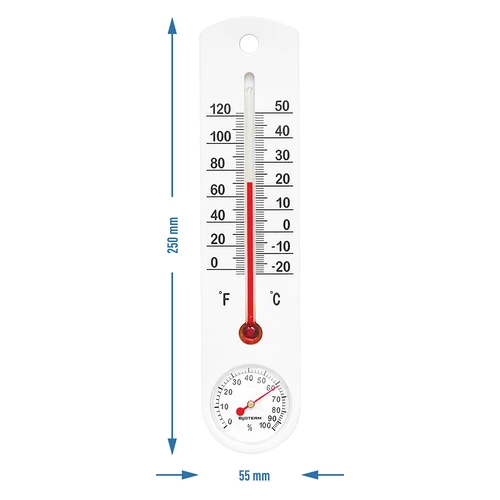 Univerzális fehér hőmérő higrométerrel (-20 °C-tól +50 °C-ig) 25 cm - 2