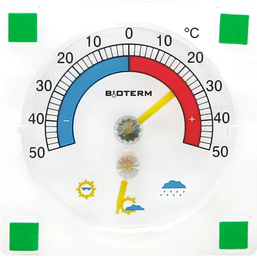 Univerzális hőmérő higrométerrel, átlátszó, öntapadós (-50°C-tól +50°C-ig)