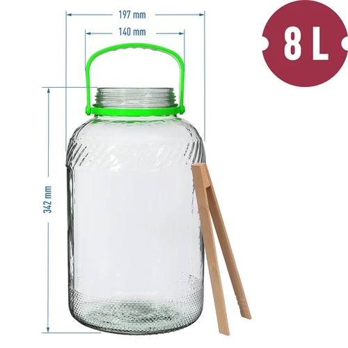 Üveg befőttesüveg 8 L, fogóval - 6