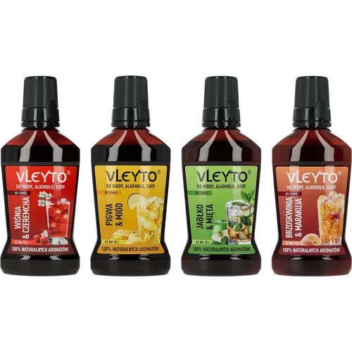 VLEYTO Őszibarack & Maracuja – természetes aromákat tartalmazó ízesítő esszencia, 250 ml - 10
