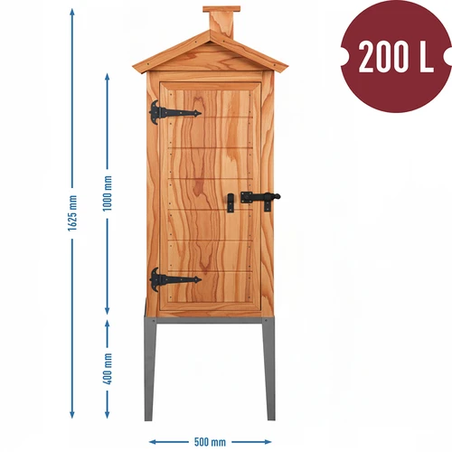 Vörösfenyőből készült füstölőkamra, 200 l, rozsdamentes acél állvánnyal - 3