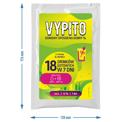 VYPITO 12%, 18 drinkhez való tasak - Citrom & lime, 126 g - 4