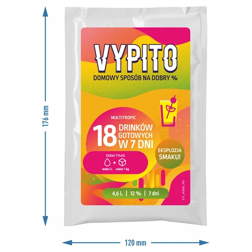 VYPITO 12%, 18 drinkhez való tasak – Multitropic, 126g - 4