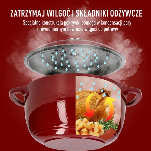 Zománcozott öntöttvas fazék - bordó, 4 l - 6