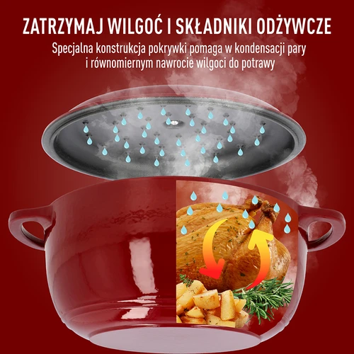Zománcozott öntöttvas fazék - bordó, 5,8 l - 6