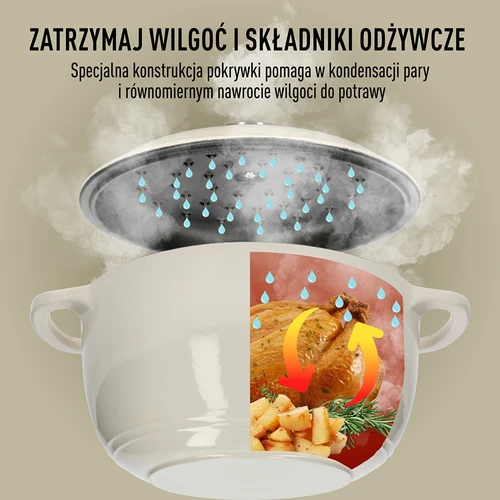 Zománcozott öntöttvas lábas – ekrü, 4 l - 6