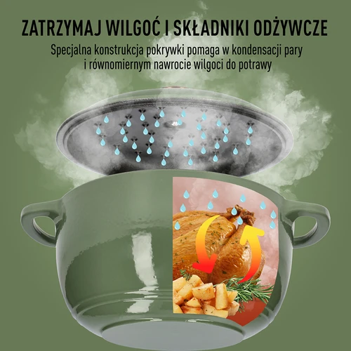 Zománcozott öntöttvas lábas - zsályazöld, 4 l - 6