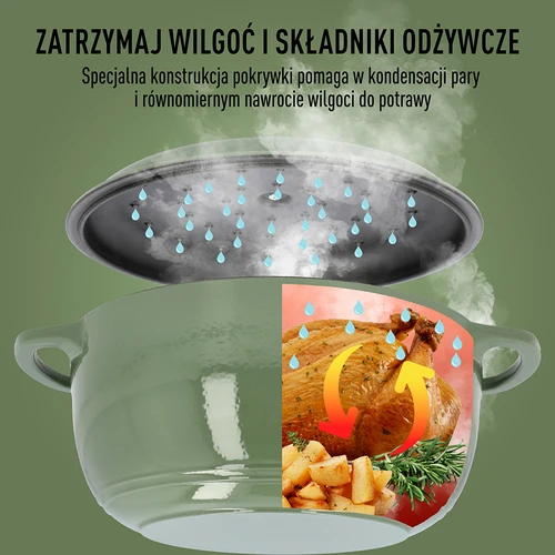 Zománcozott öntöttvas lábas - zsályazöld, 5,8L - 6